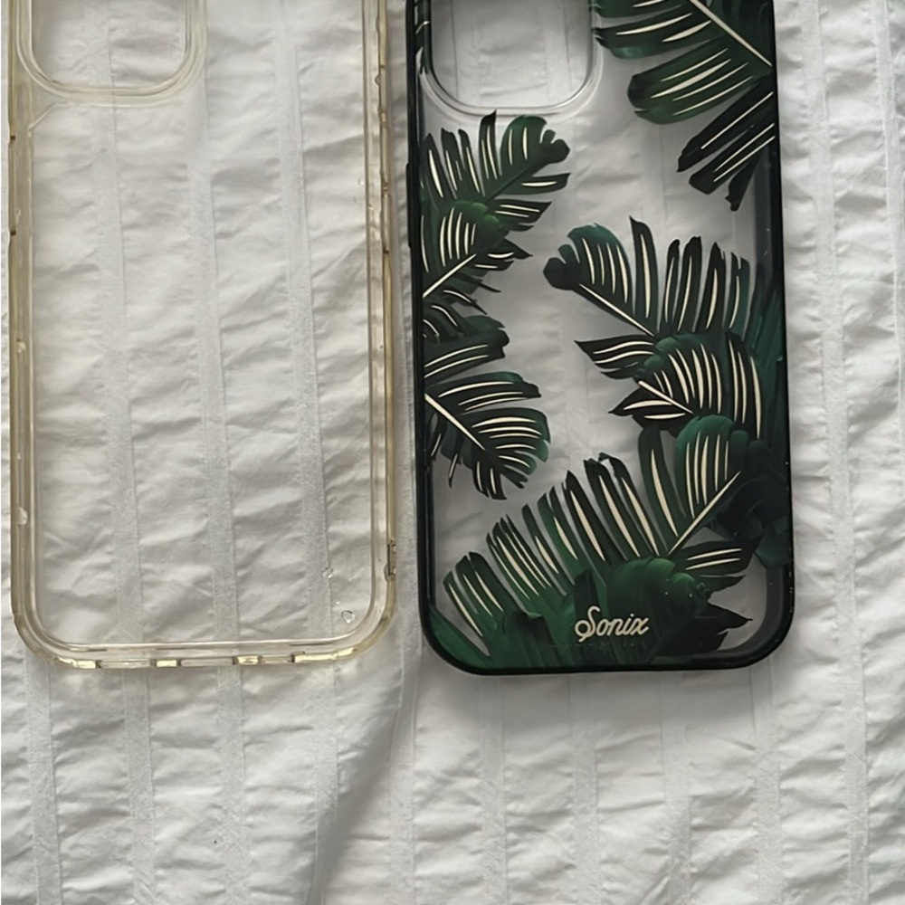 Iphone 13 Sonix Green and Black Botanical Phone Case and clear case